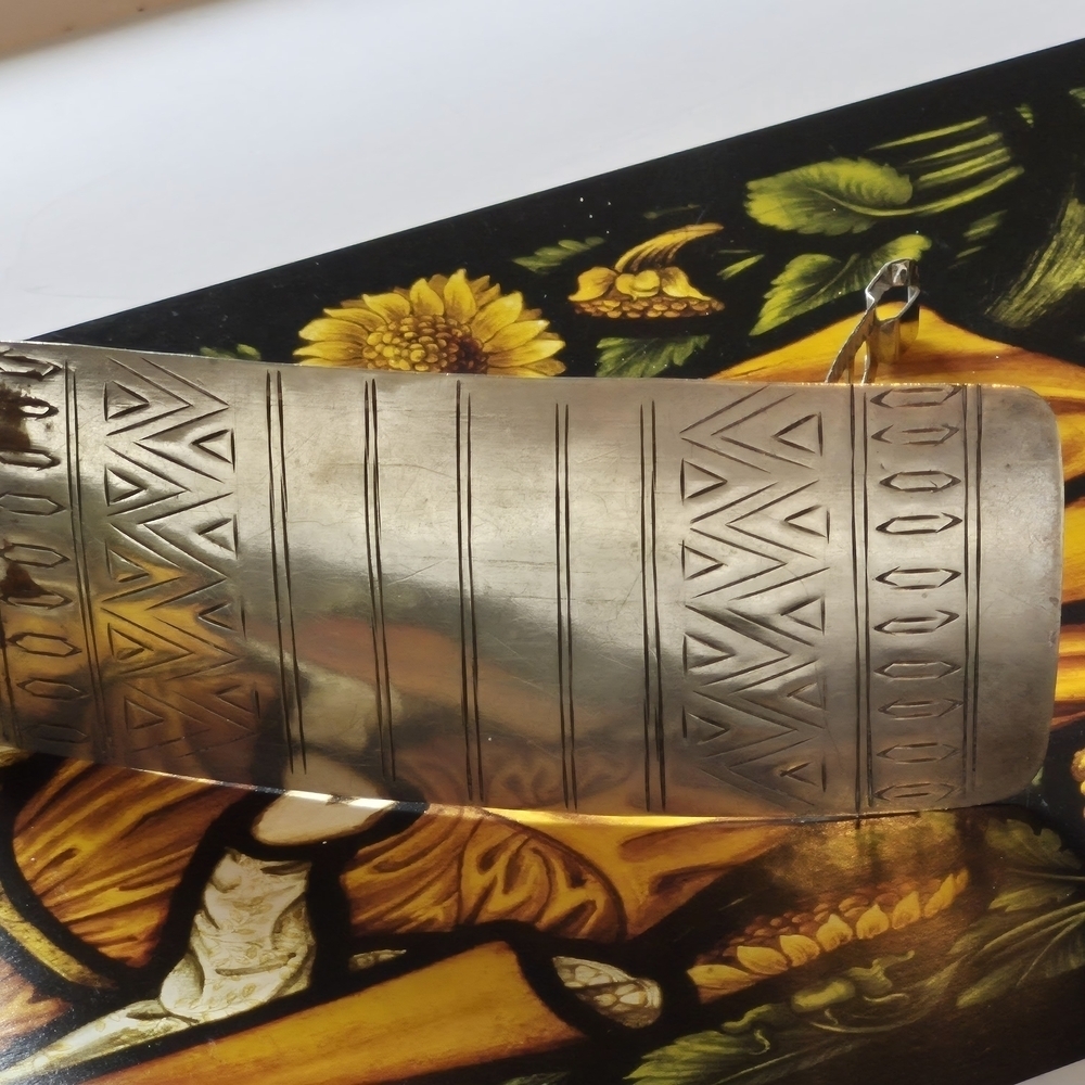 Silver Geometric Patterned Cuff Bracelet - Picture 8 of 8